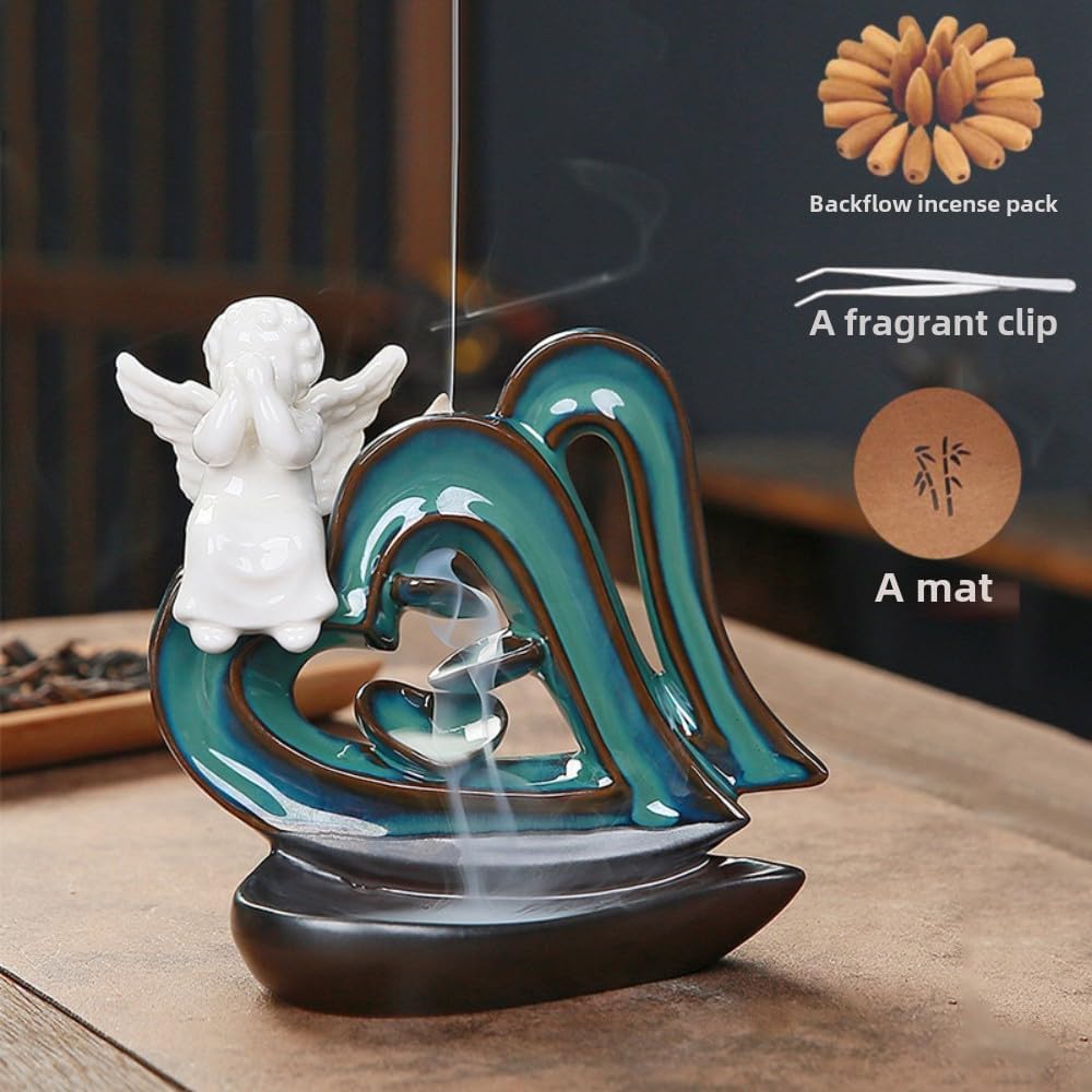 Love Angel Reverse Flow Incense Burner Set