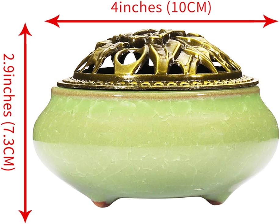 Miupoo Brass Incense Holder Ceramic Censer with Stand
