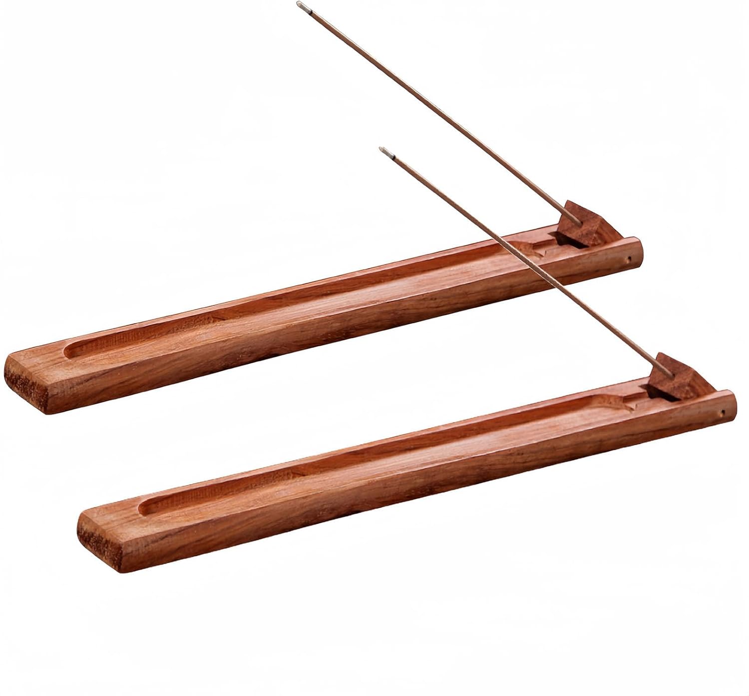 2 Packs Wood Incense Holder with Adjustable Angle and Ash Catcher