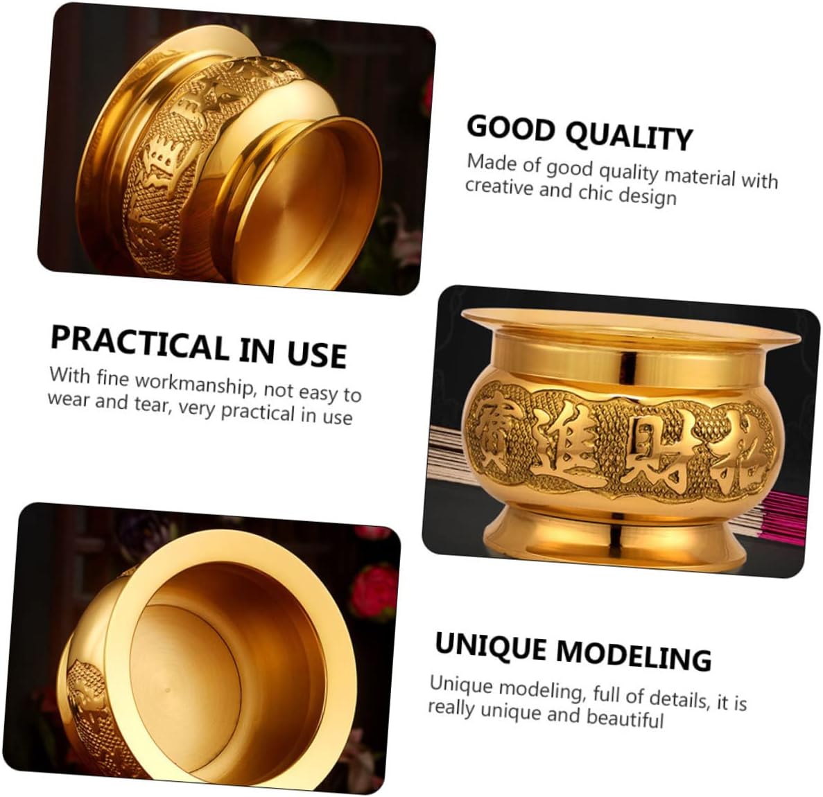 Delicate Gold Incense Burner for Home Decoration and Meditation