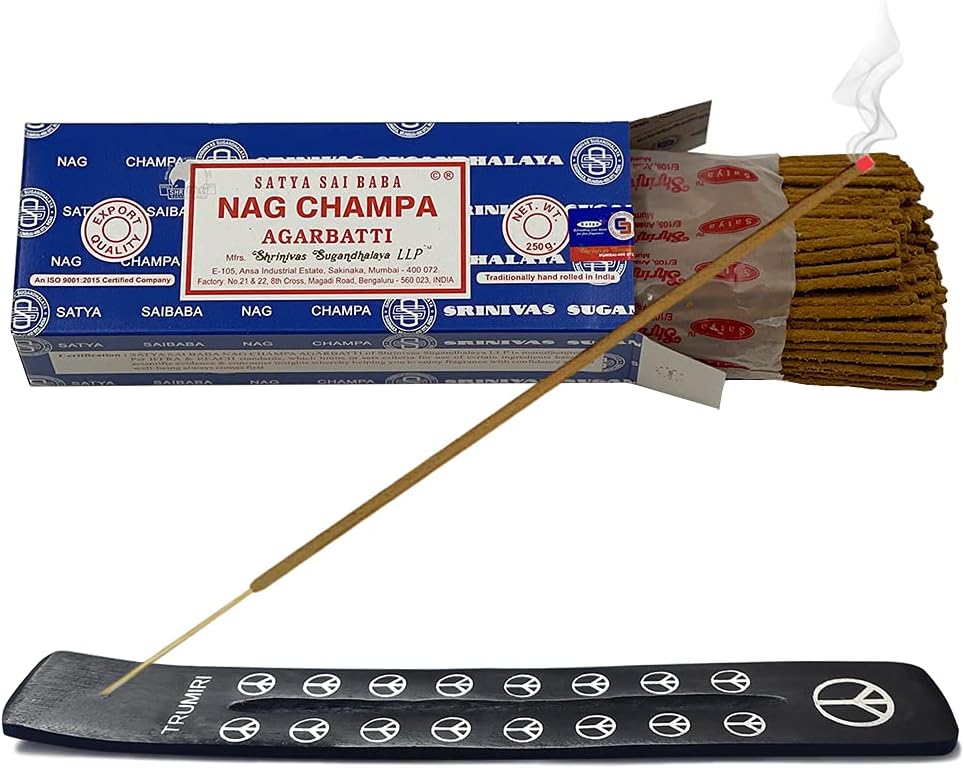 Trumiri Incense Stick Holder Bundle with Nag Champa Incense Sticks