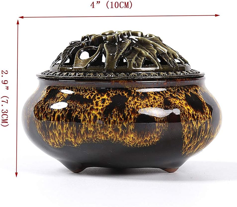 Ceramic Incense Burner with Stick Holder and Cone Compatibility