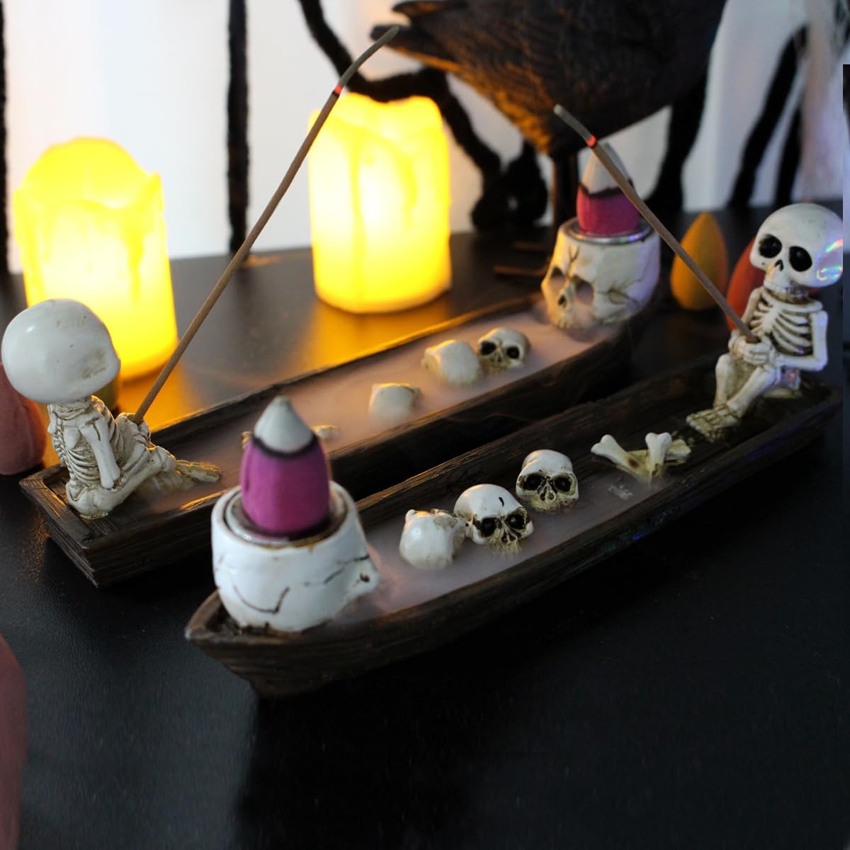 Gothic Skeleton Ship Incense Burner Holder