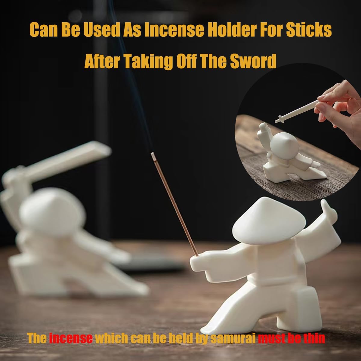 EAEDMY Samurai Figurine Decor Incense Holder