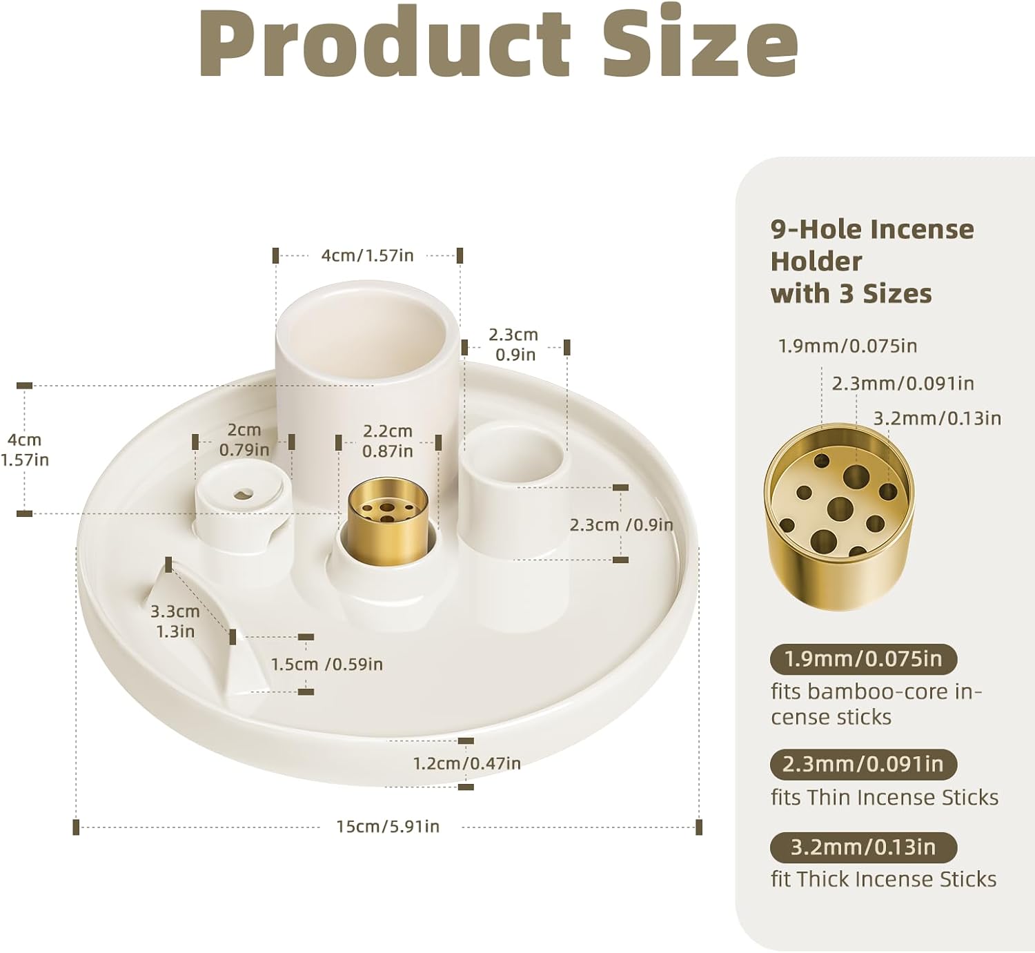 WhiteRhino 6-in-1 Ceramic Incense Burner With Ash Tray