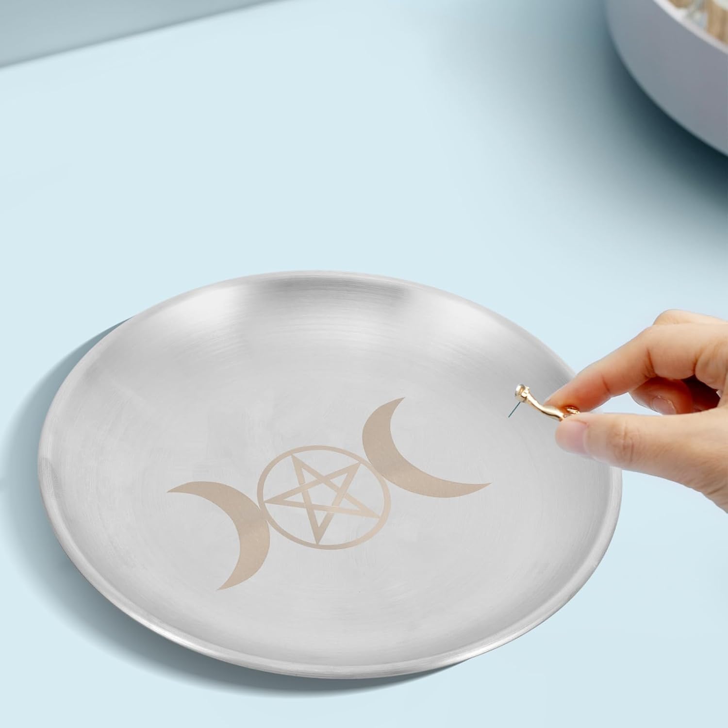 Wiccan Altar Plate with Pentagram Design