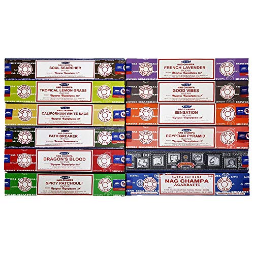 Satya 12 Pack Assorted Incense Sticks 15 Grams