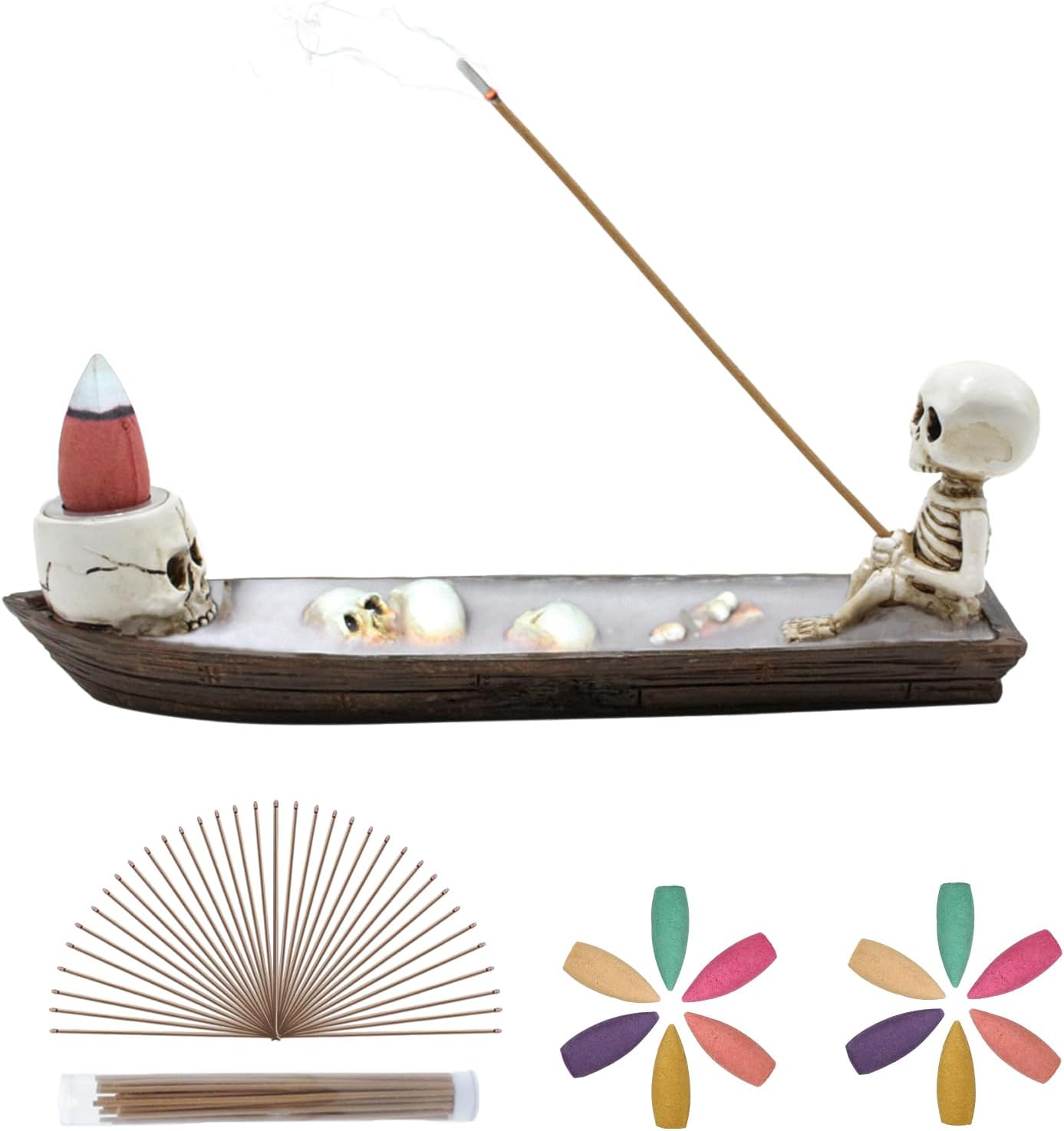 Gothic Skeleton Ship Incense Burner Holder