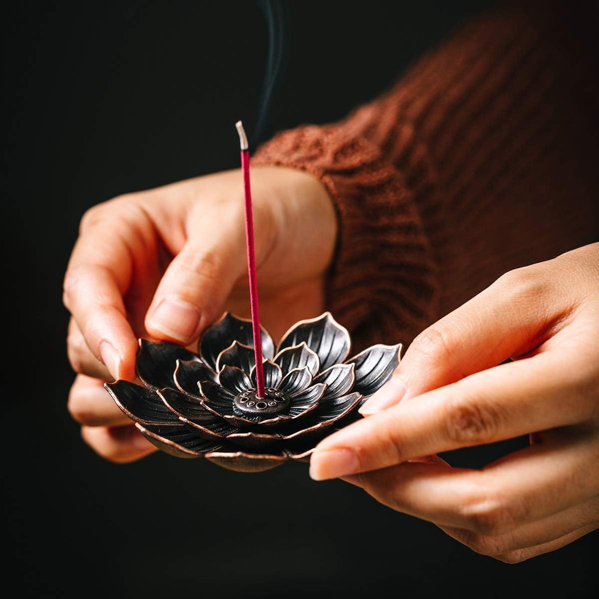 2 Pack Brass Lotus Incense Holders for Sticks