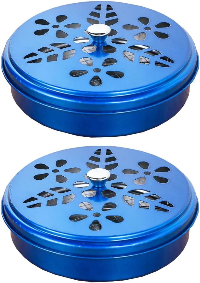 2 Pieces Portable Mosquito Coil Holder with Lid Windproof Burner