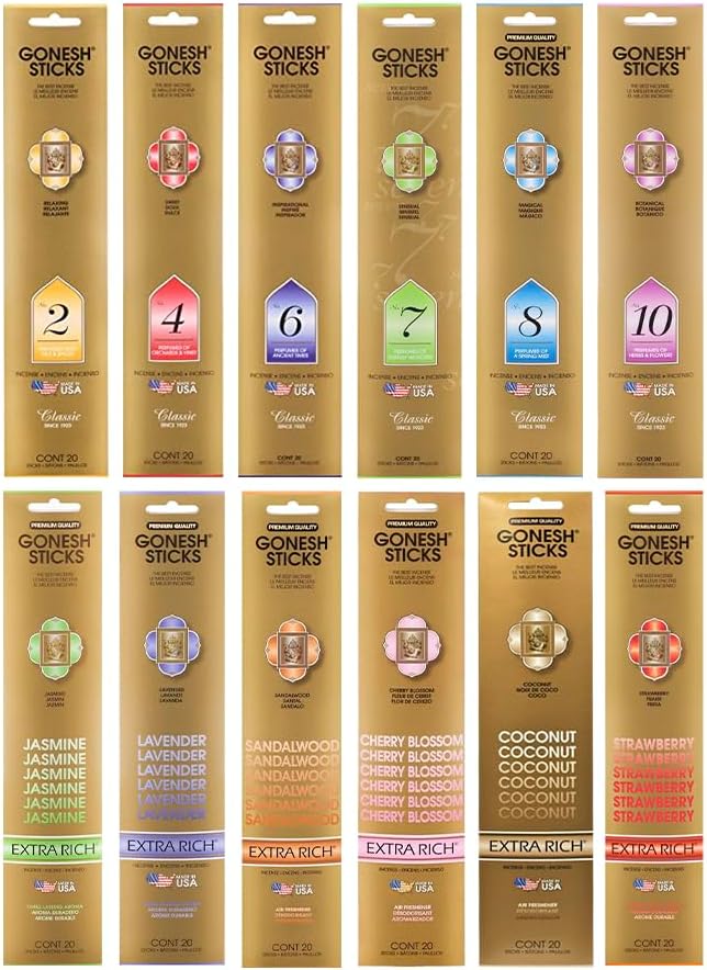 Gonesh Incense Sticks Variety Pack 12 Packs of 20