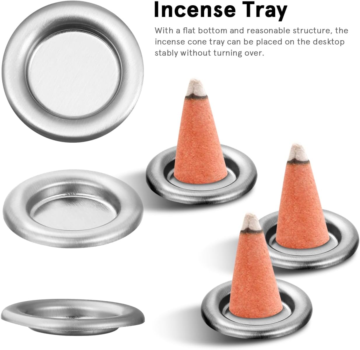 Luxshiny 50pcs Metal Incense Cone Holder