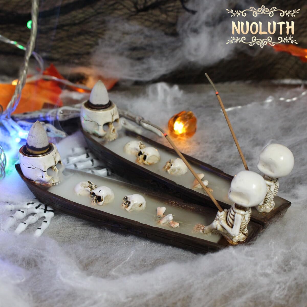 Gothic Skeleton Ship Incense Burner Holder