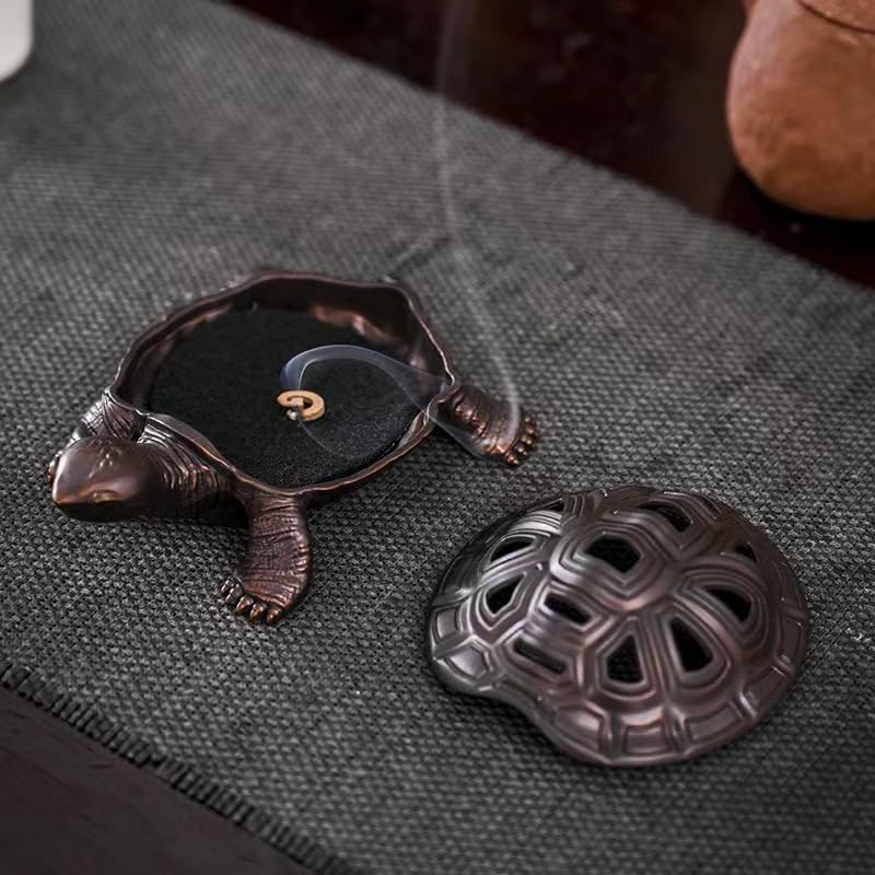 Vintage Metal Turtle Incense Burner with Stick Holder
