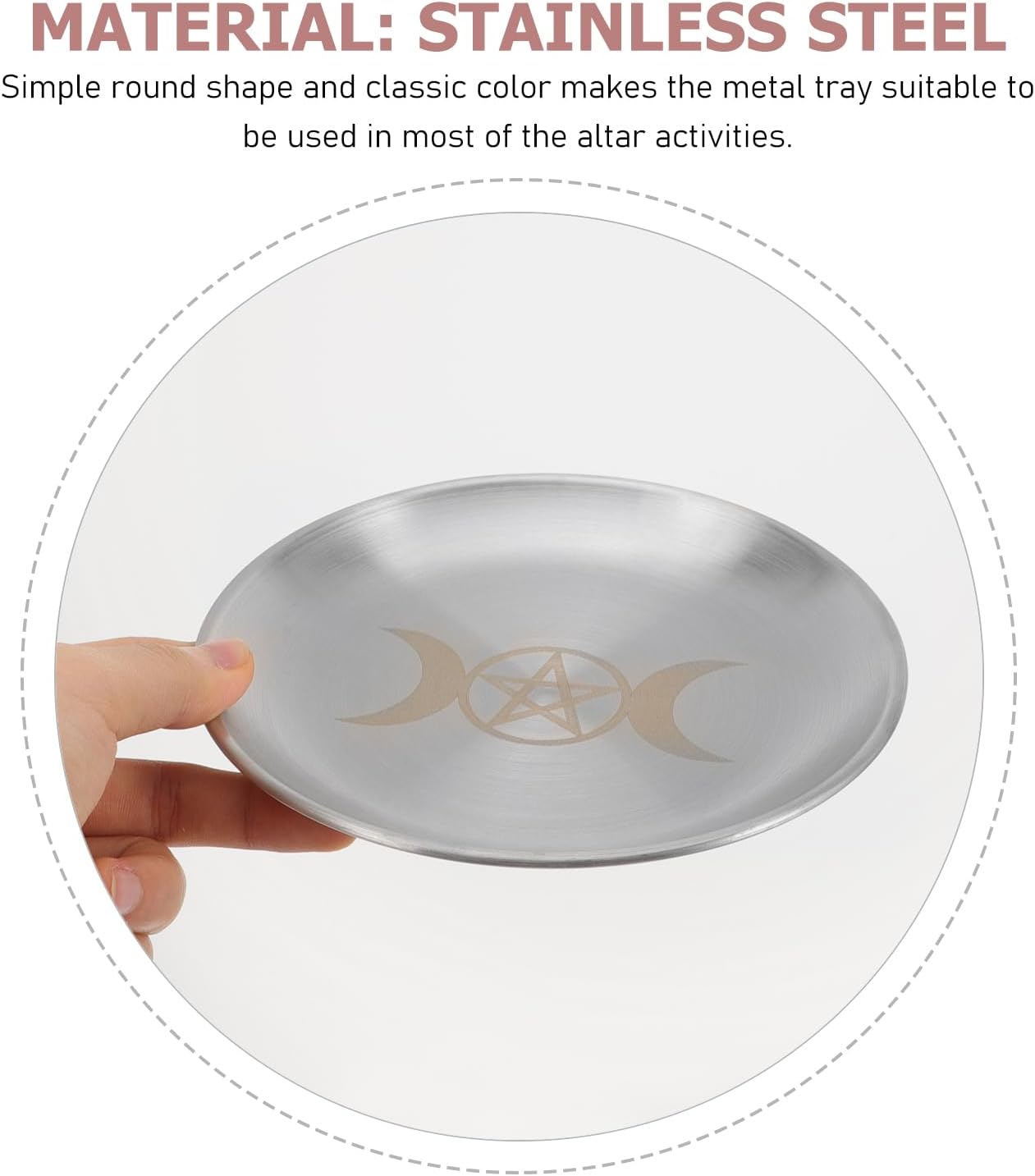 Wiccan Altar Plate with Pentagram Design