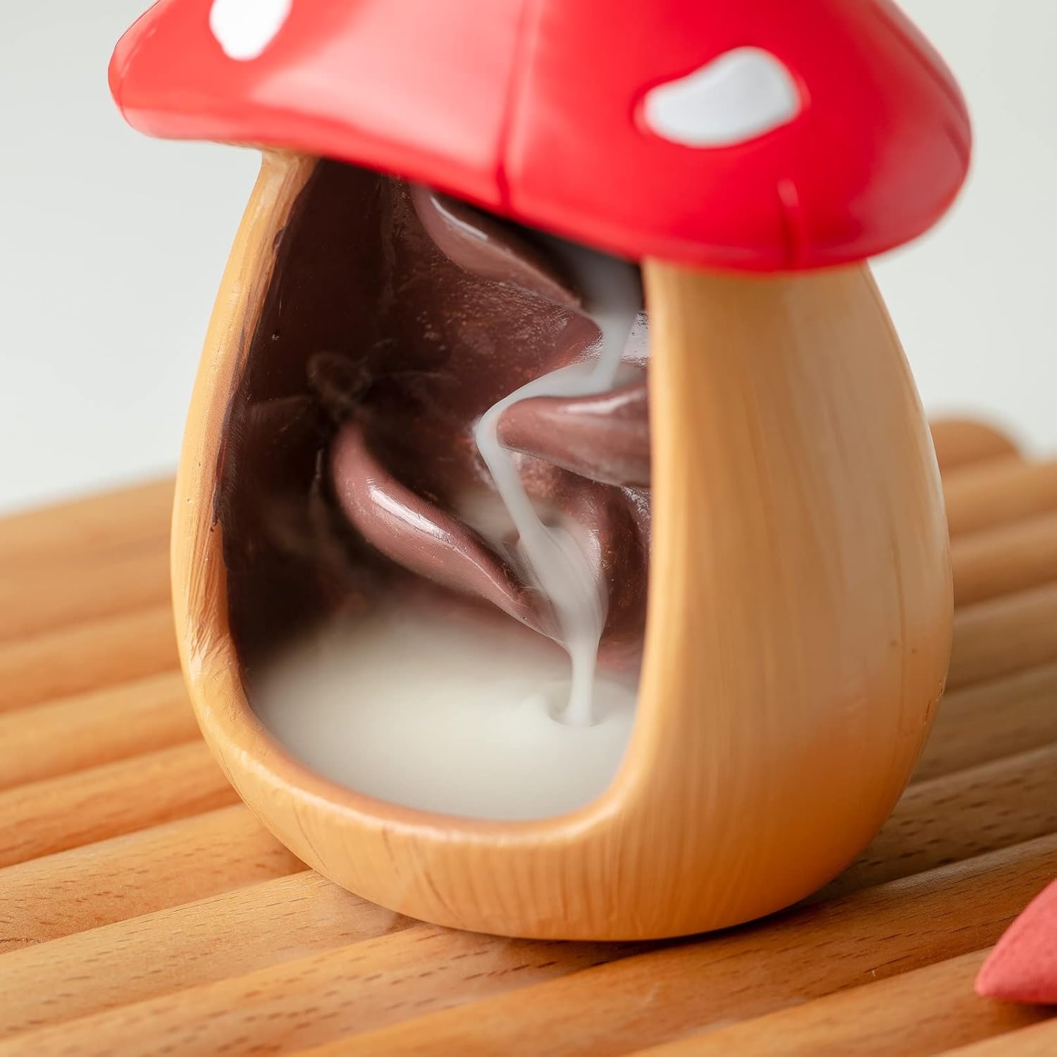 Cute Mushroom Incense Holder with 60 Cones Brown