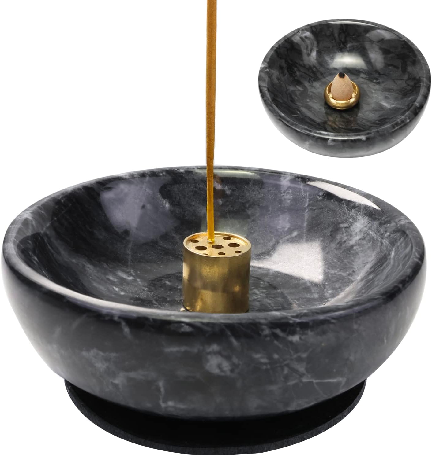 Vrupin Natural Marble Incense Burner with Nine-Hole Stick