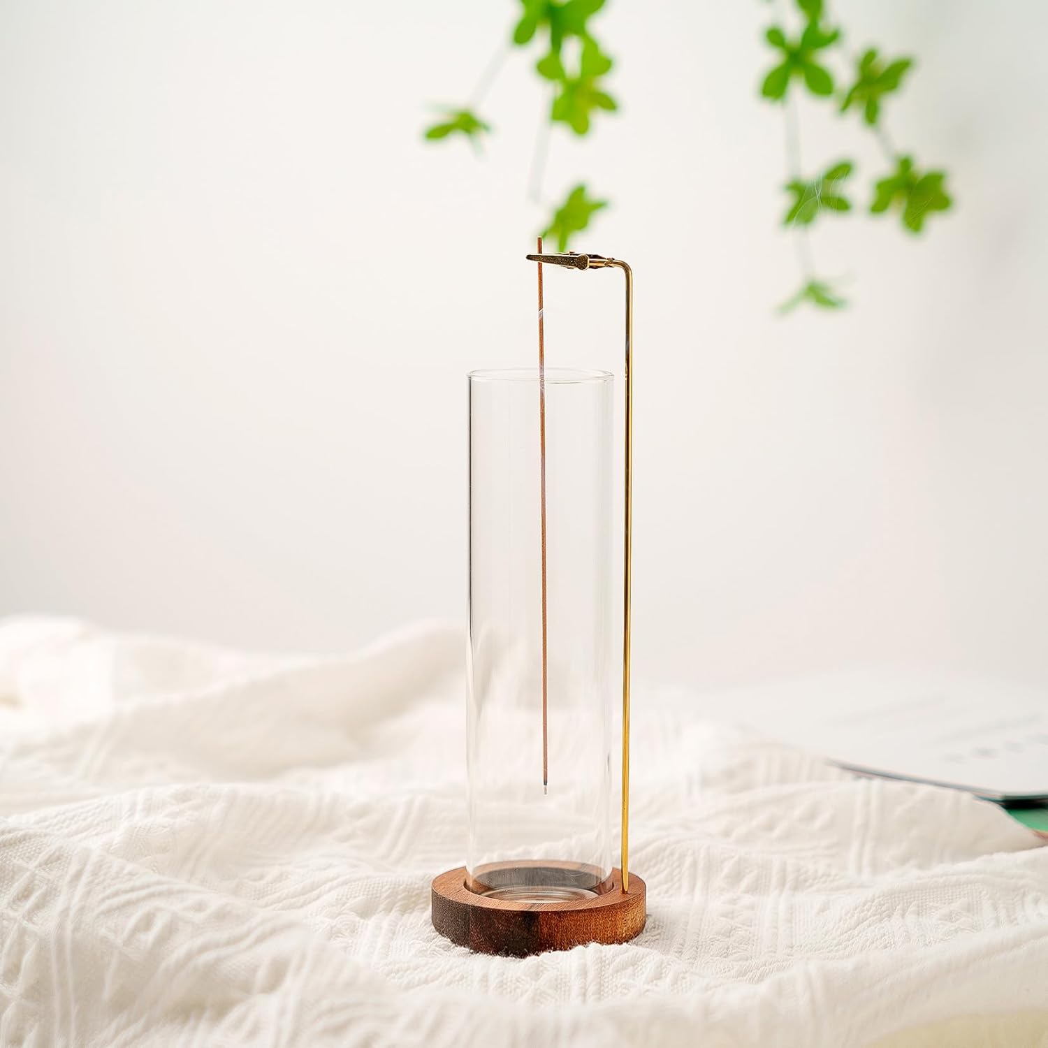 GARMOLY Incense Holder for Sticks - Anti-Ash Burner with Glass Catcher and 30 Sticks