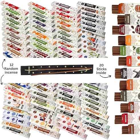 Trumiri Incense Sticks 12 Variety Pack with Holder Burner