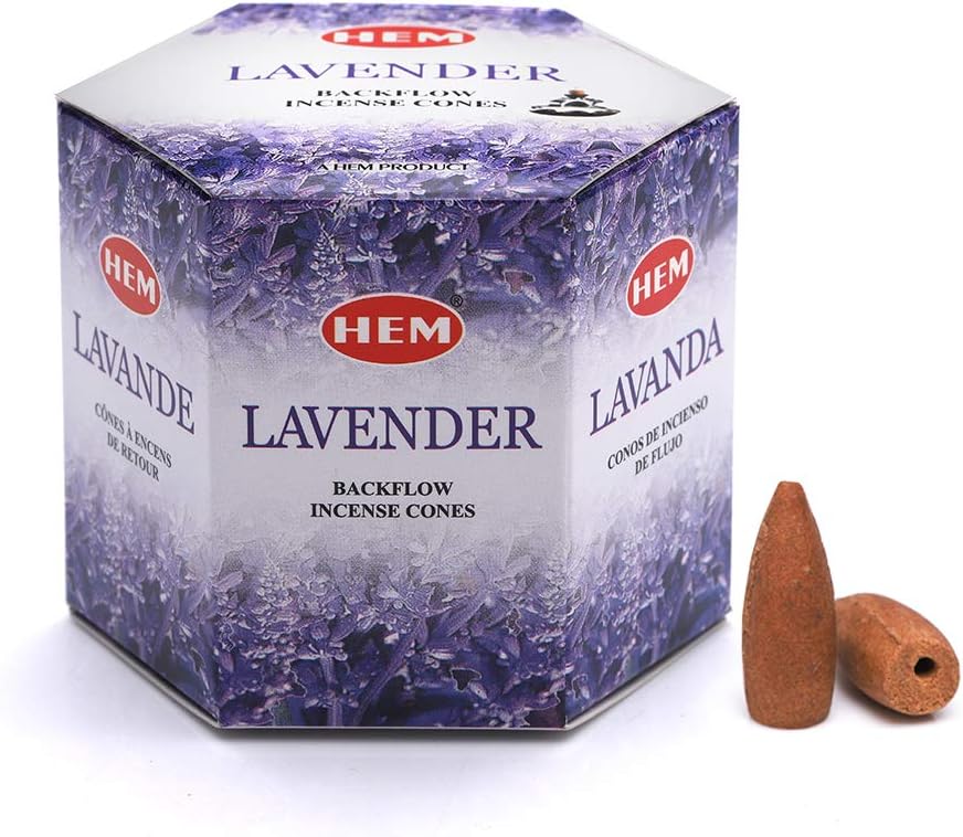 HEM Lavender Backflow Brown Incense Cones - Pack of 40