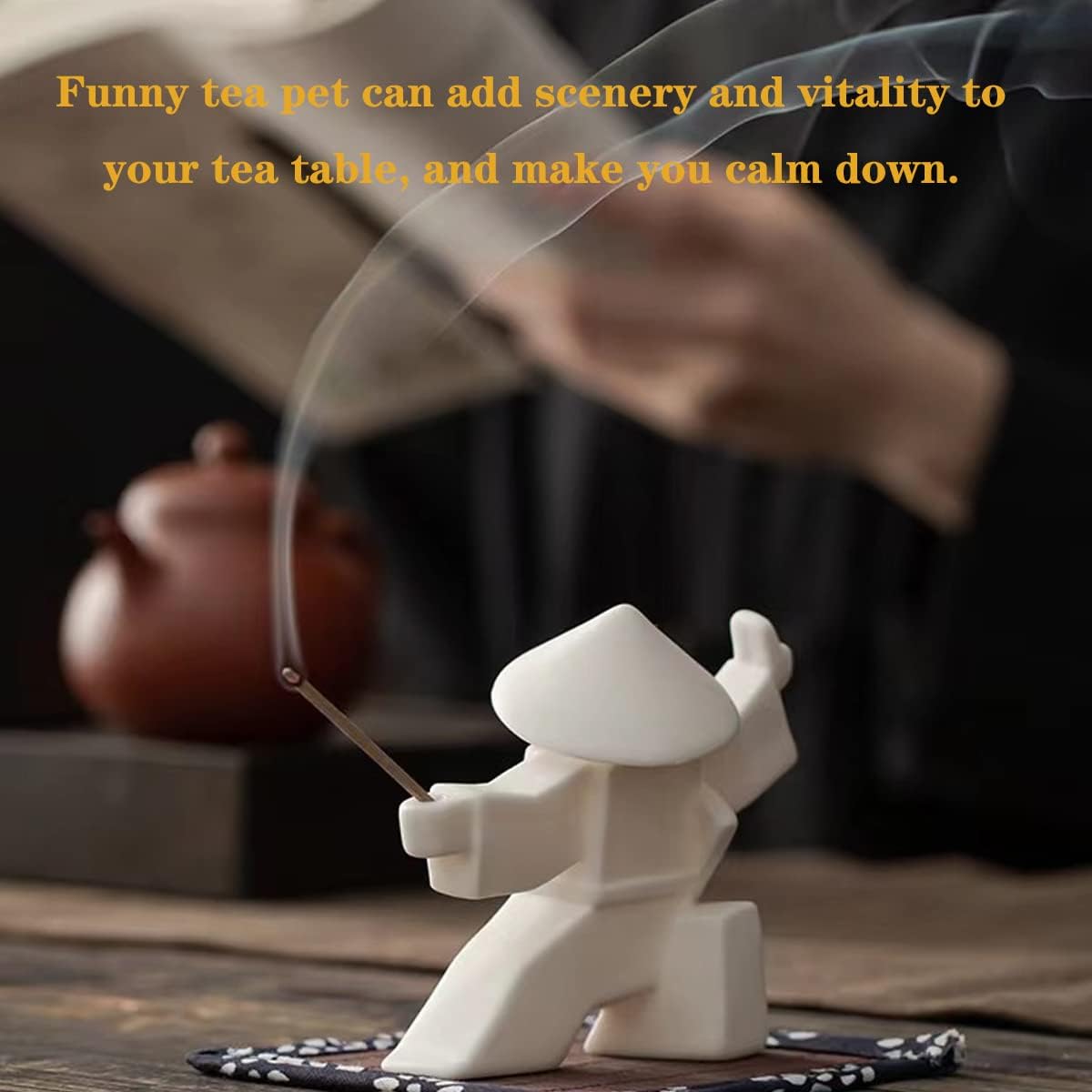 LYART Samurai Statue Incense Holder Tea Pet Decor