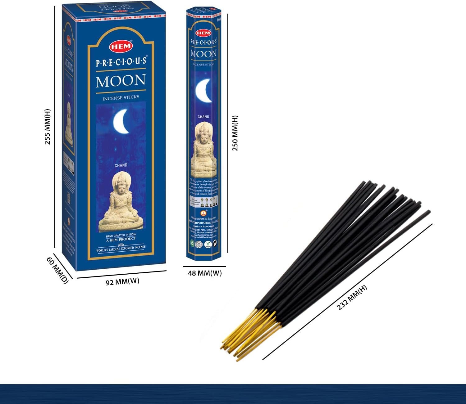 HEM Moon Incense Sticks Pack of 6 120 Count