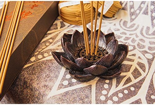 Lotus Incense Burner and Votive T-Light Candle Holder for Meditation and Buddha Decor