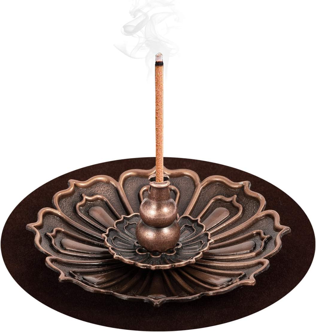 DK177 Brass Incense Sticks Holder with Lotus Design