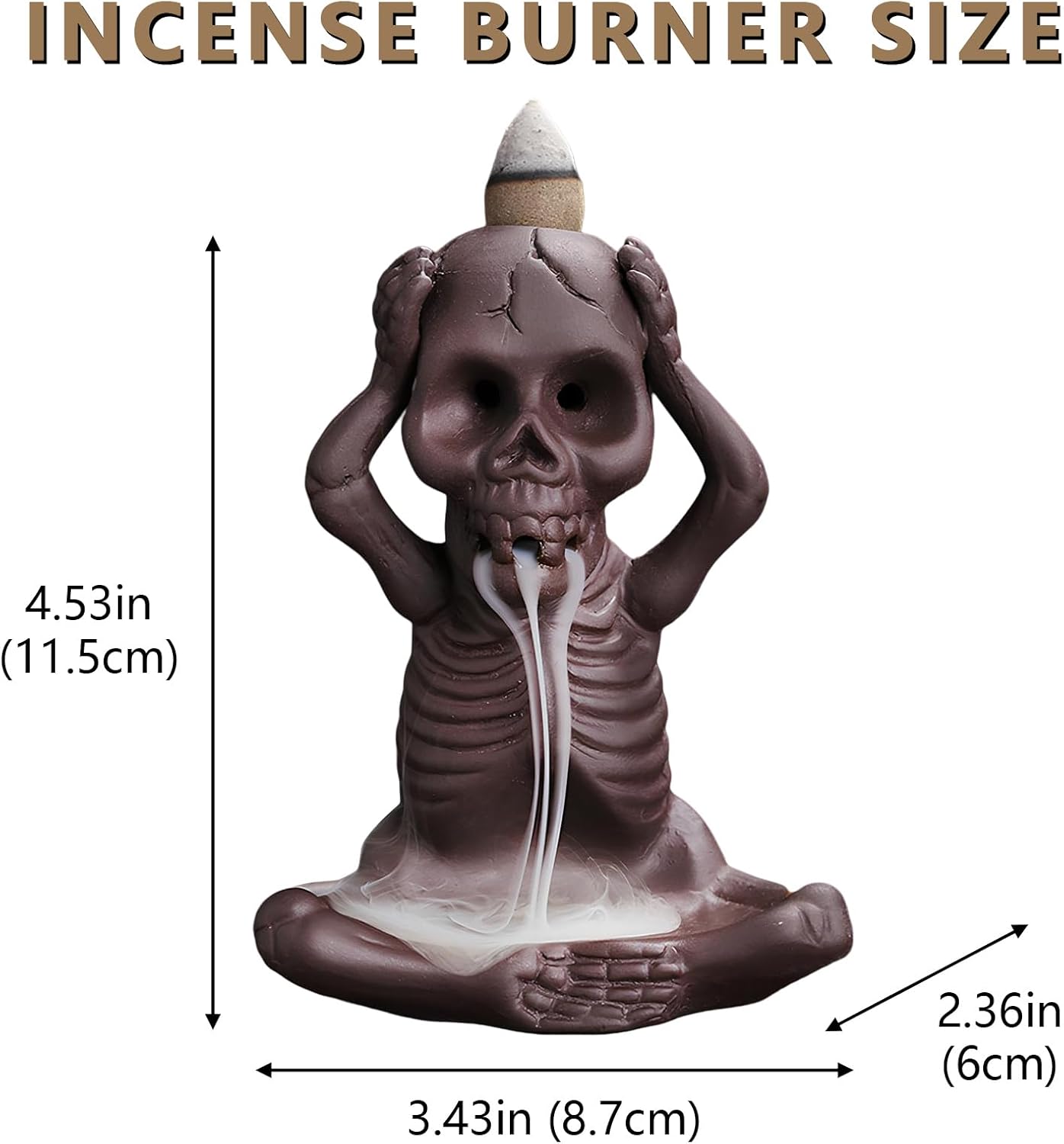 Comeon Skull Decor Incense Stick Holder with Reverse Flow Censer and Burner Kit