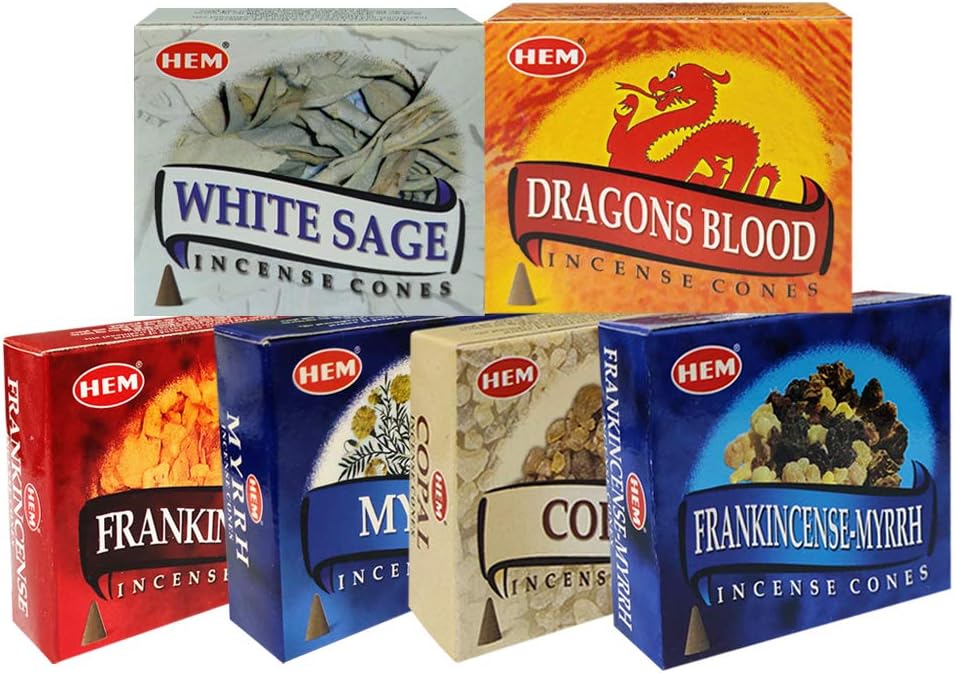 Hem Incense Cones Variety Pack 60 Count with 6 Popular Fragrances