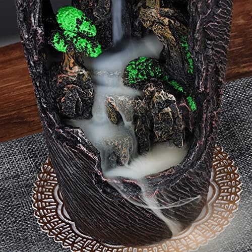 Mountain Waterfall Incense Burner with 20 Cones Tweezer and Mat