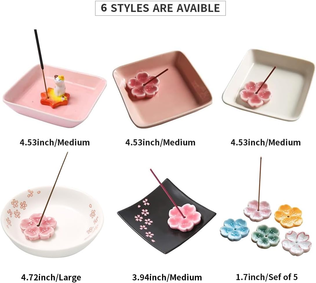 5pcs Japanese Cherry Blossom Ceramic Incense Holder
