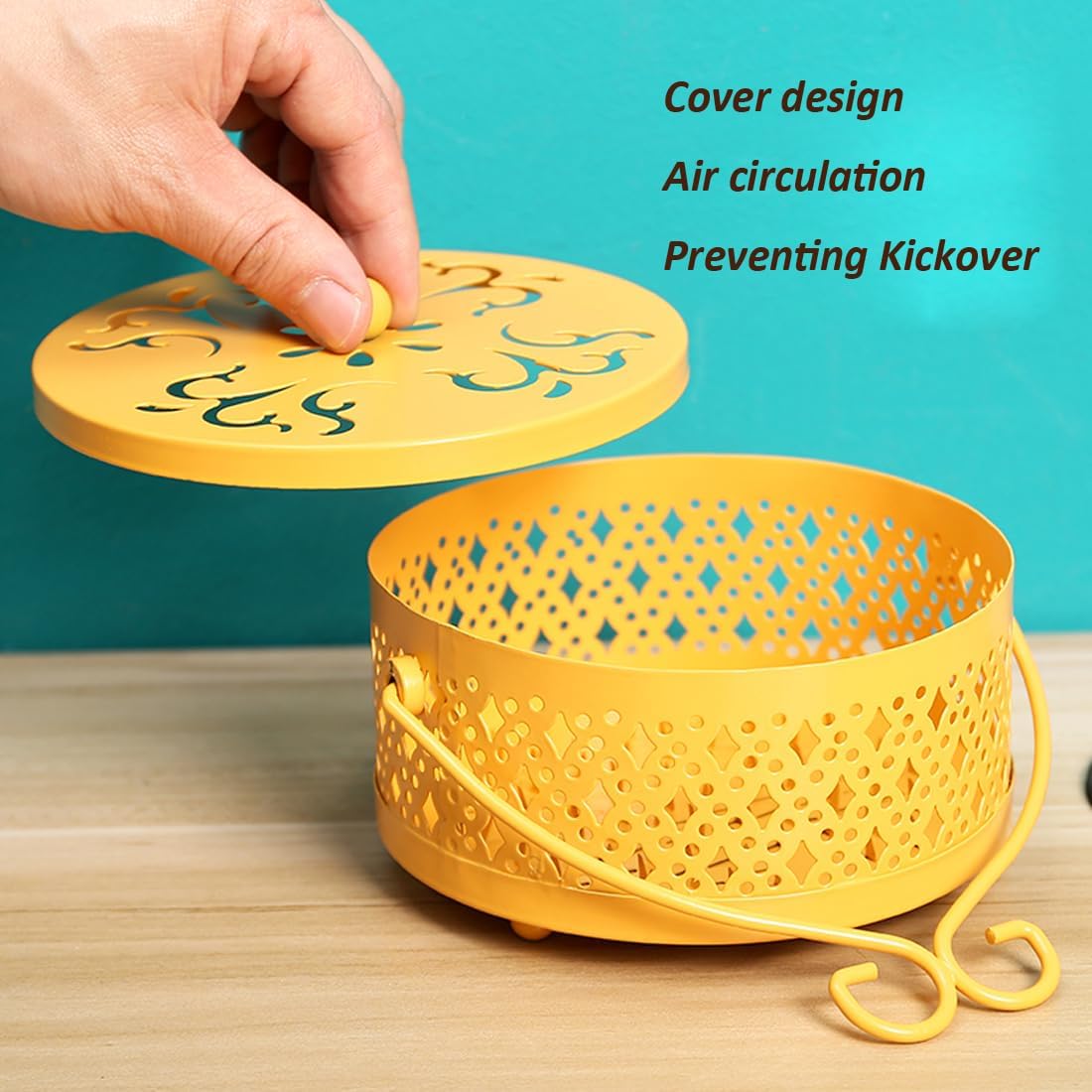 Portable Mosquito Incense Holder Box with Lid and Handle Black