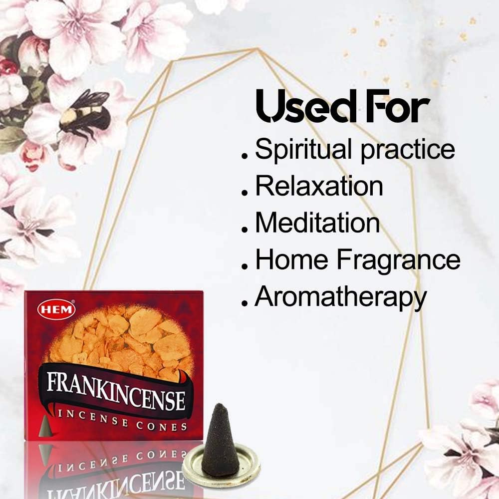 HEM Frankincense Incense Cones 120 Count for Positivity and Relaxation
