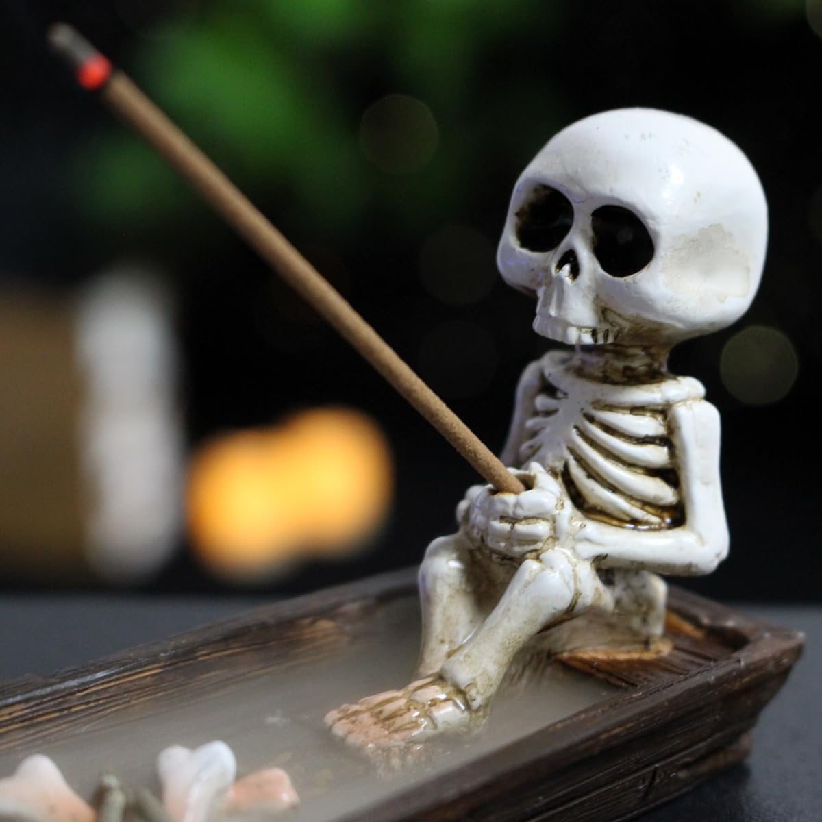 Gothic Skeleton Ship Incense Burner Holder