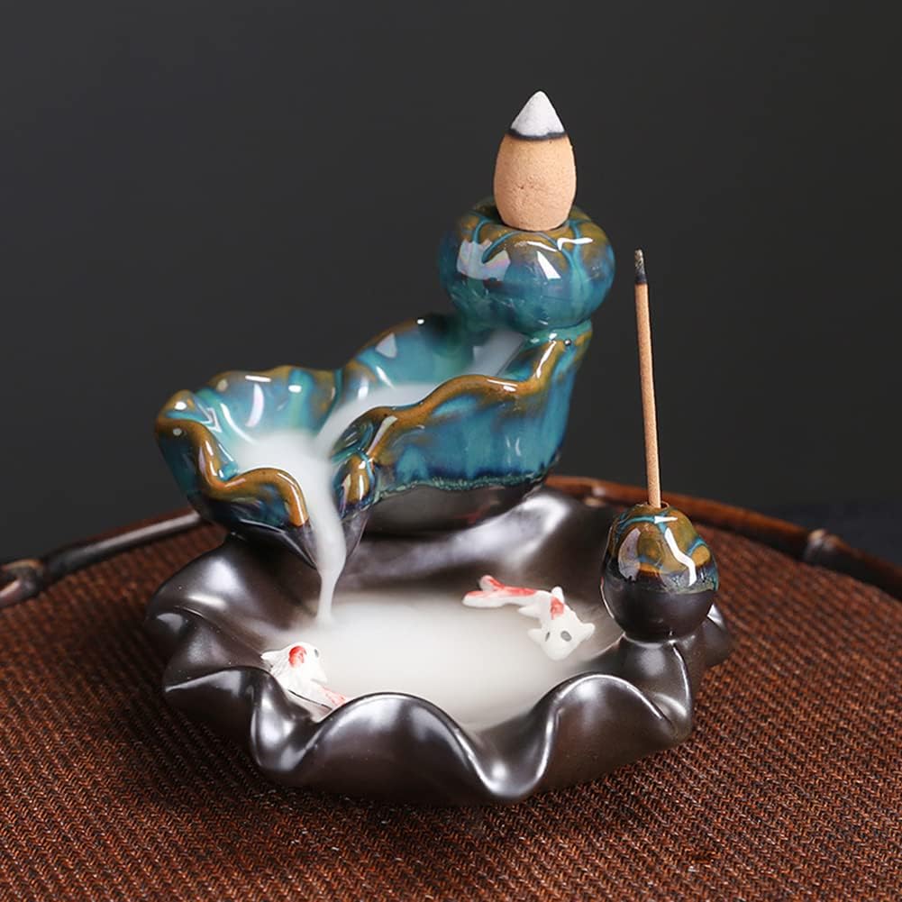 Doanpusi Ceramic Backflow Incense Holder Waterfall Burner Set