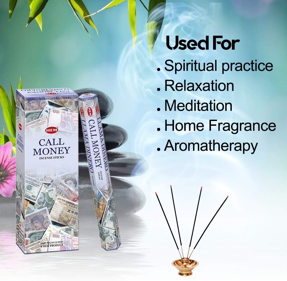 Inspire Dream Play Call Money 6 Boxes of 120 Hem Incense Sticks Bulk Case Retail Display Box