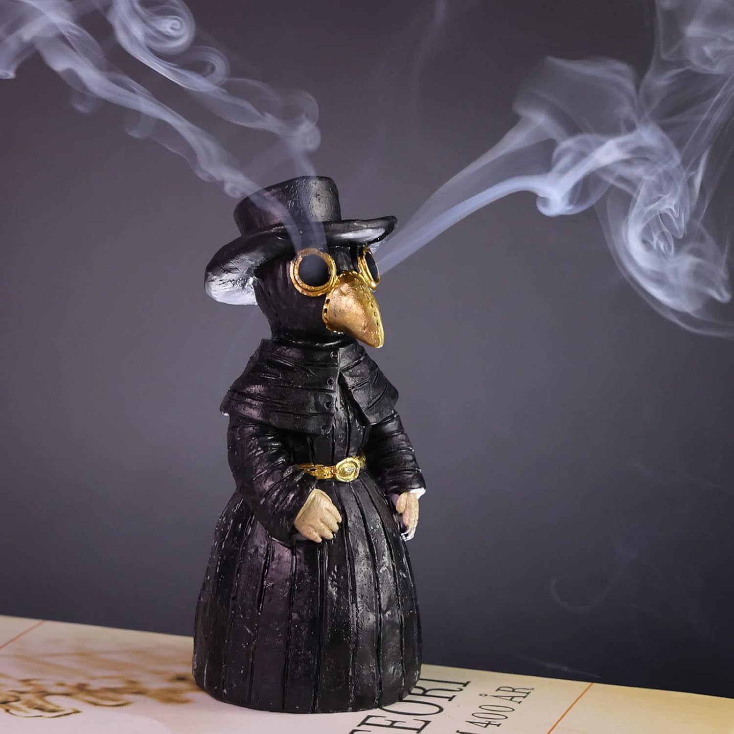 Plague Doctor Incense Burner with Smoky Eyes