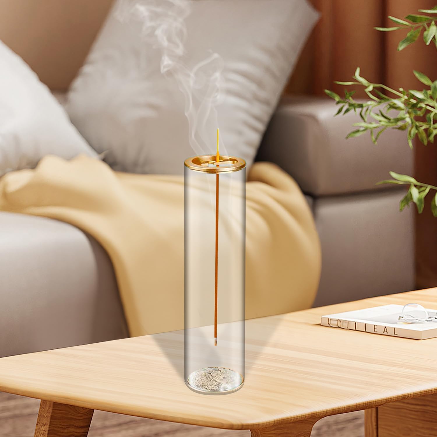 Modern Glass Incense Holder for Sticks Anti-Ash Easy to Clean Round Design