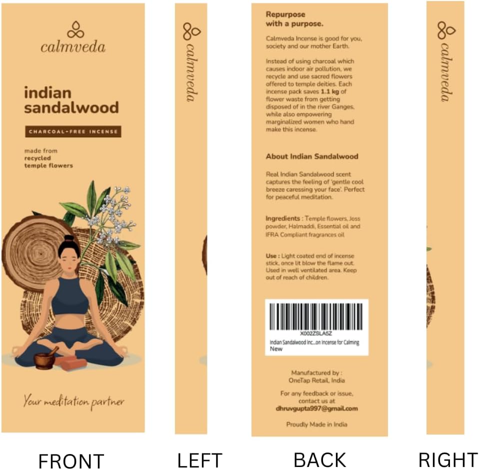 Calmveda Indian Sandalwood Incense Sticks 80 Count