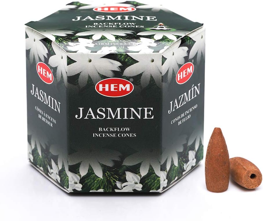 HEM Jasmine Backflow Brown Incense Cones - Pack of 40