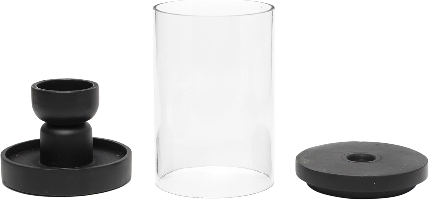 Hosley Black Wood Glass Incense Burner Kit