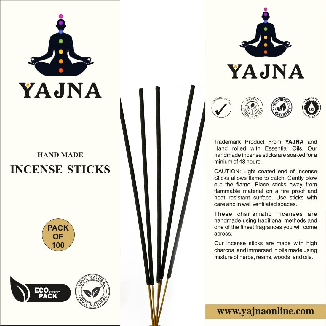 Yajna Frankincense Myrrh Natural Handmade Incense Sticks 100 Sticks