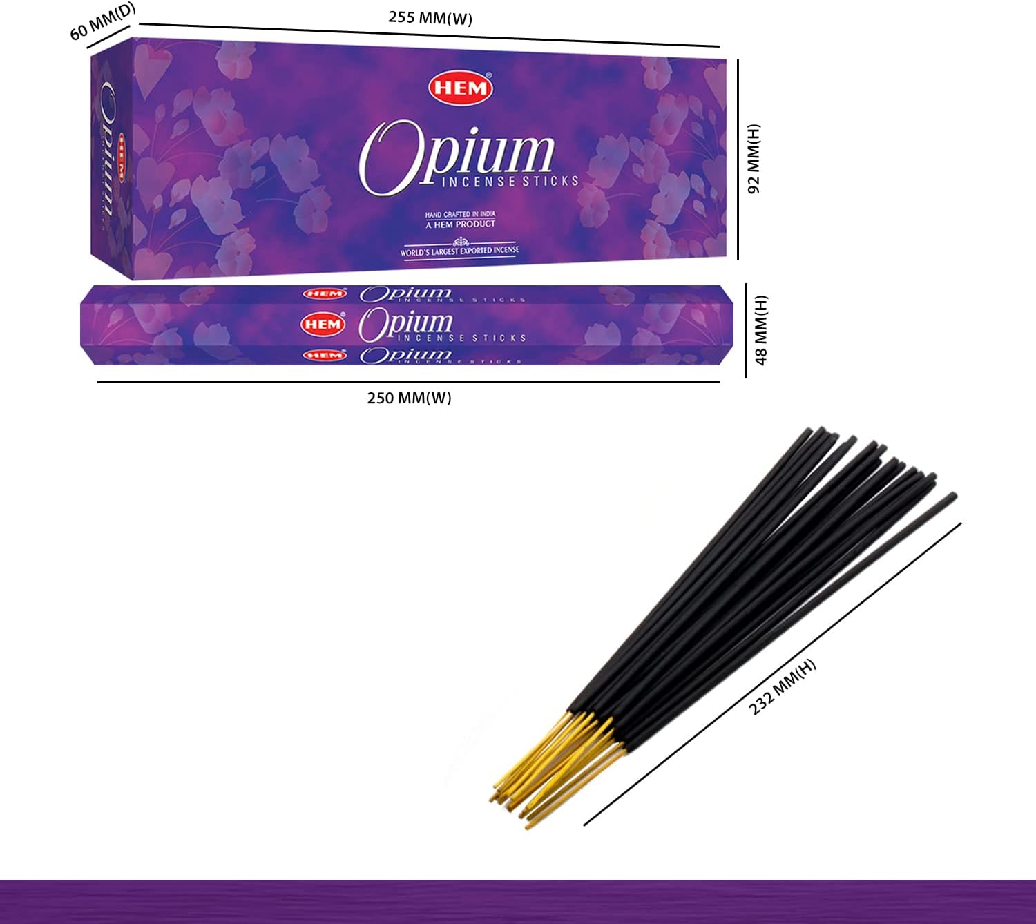 Hem Black Opium Incense Sticks 120 Sticks 6 Boxes 9 Inches