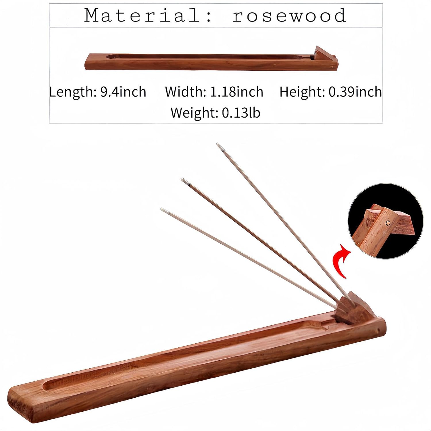 2 Packs Wood Incense Holder with Adjustable Angle and Ash Catcher
