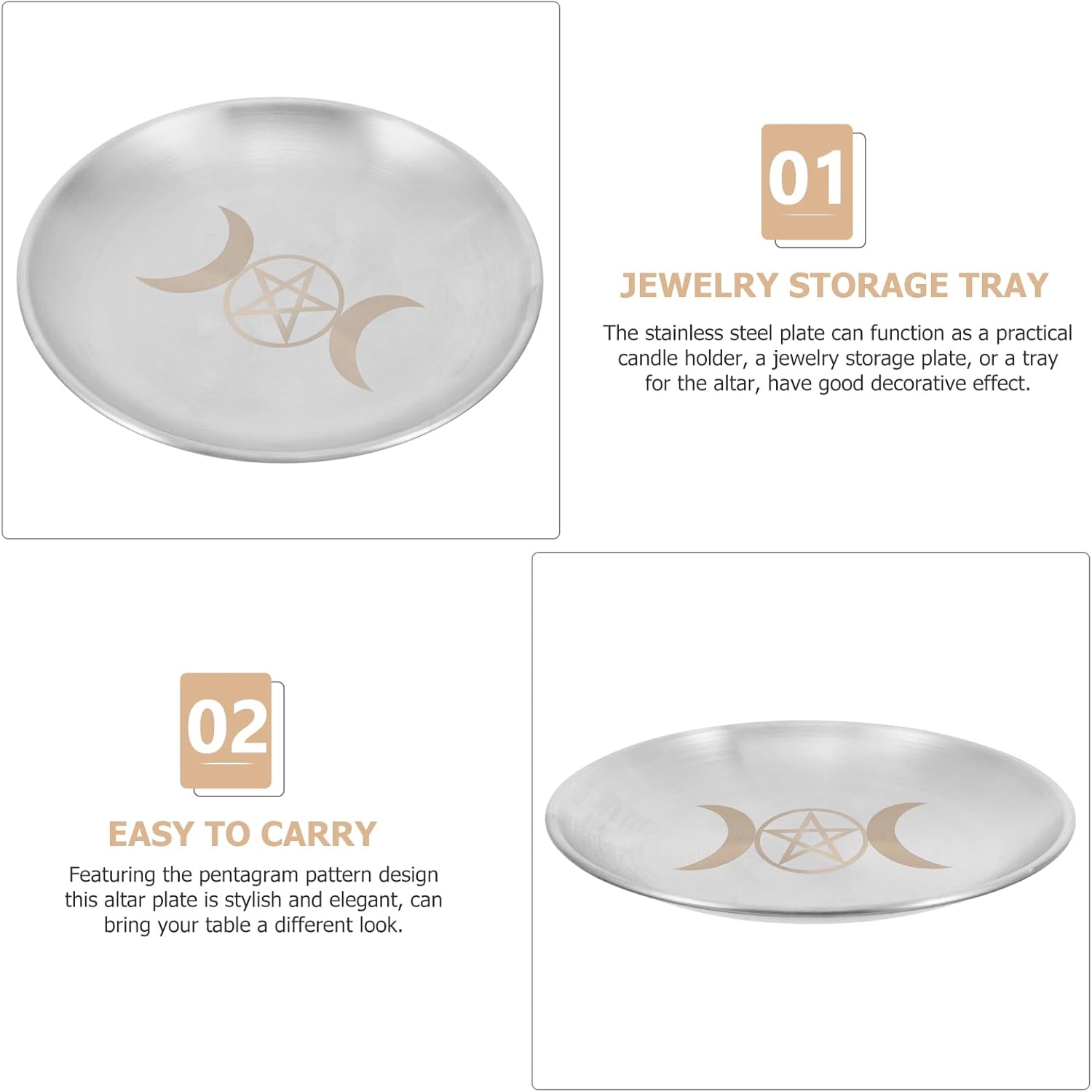 Wiccan Altar Plate with Pentagram Design