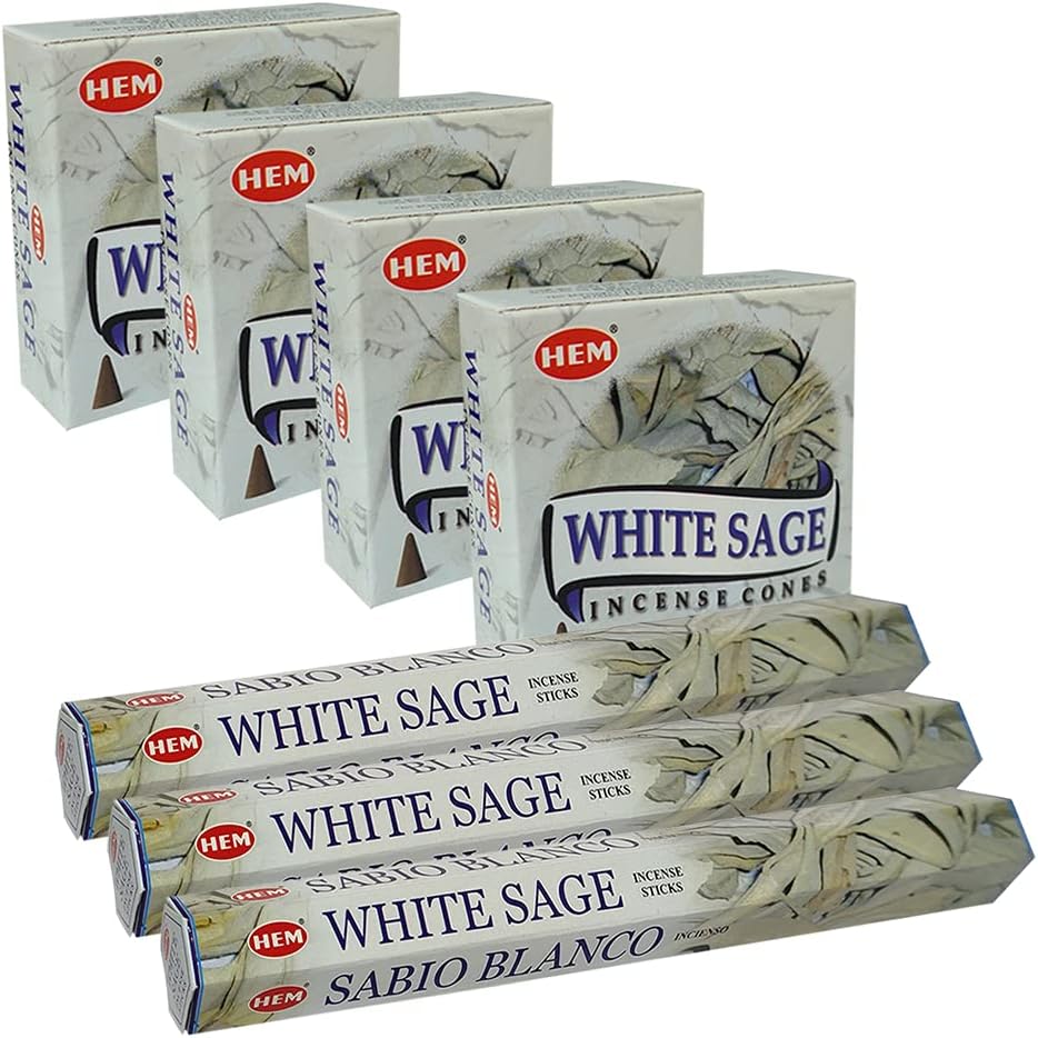 White Sage Incense Sticks and Cone Holder Variety Pack