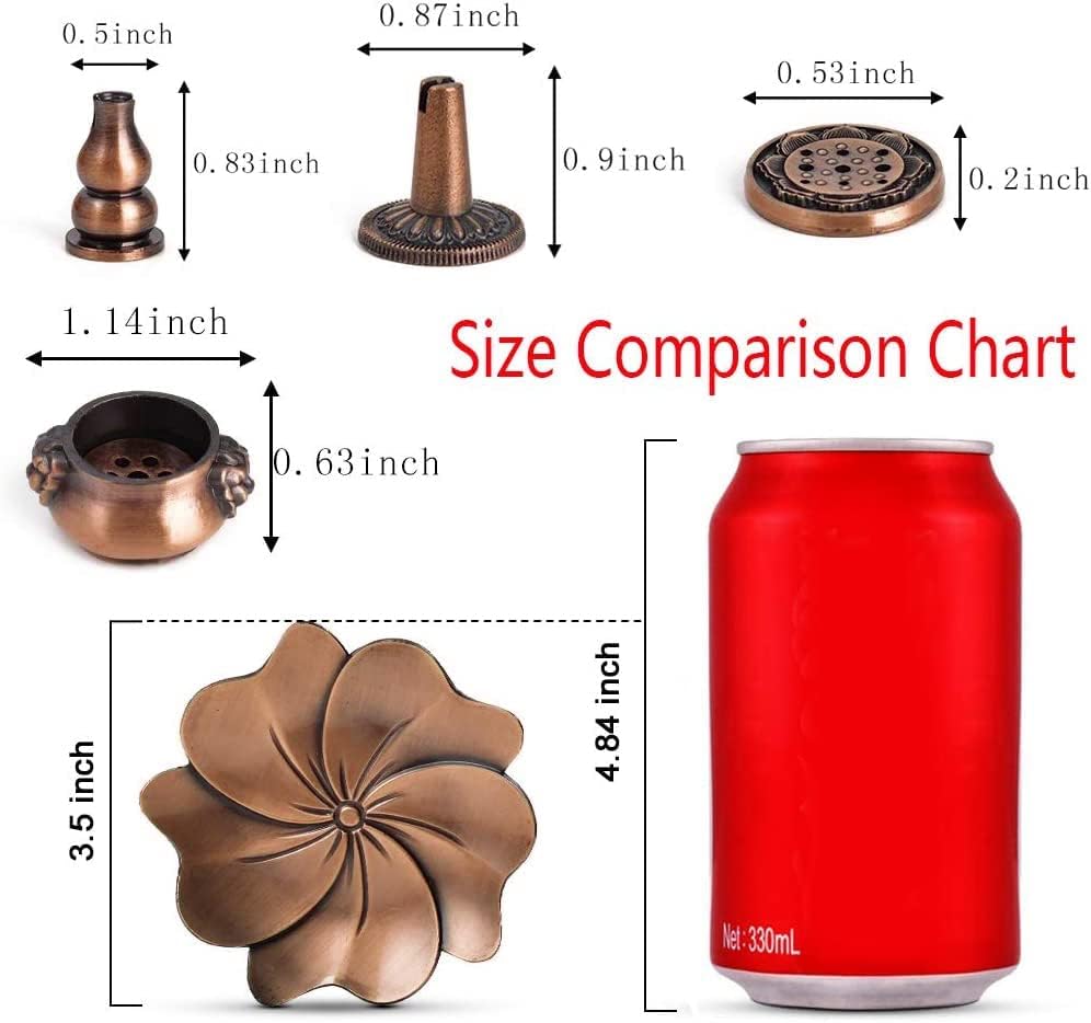 Sakura Flower Incense Holder Set 5Pcs Red Bronze