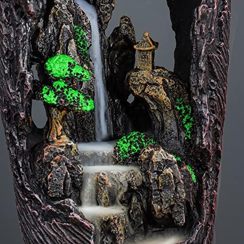 Mountain Waterfall Incense Burner with 20 Cones Tweezer and Mat