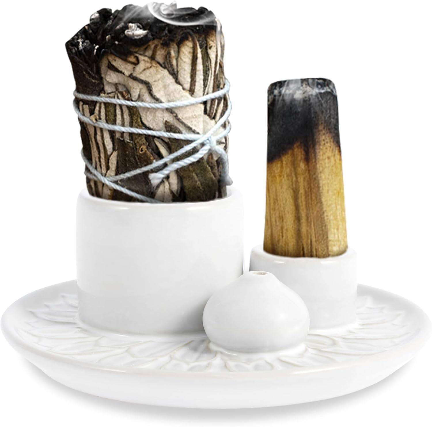 Ceramic Palo Santo Sticks Holder 4 in 1 Burner Tray